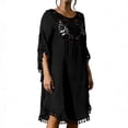 thumbnail image 3 of Women's Openwork Patterned Multi-Colored Resort Cover-Up Tops Shirts Tunics Hollow Out Mesh Sheer Beach Vacation Casual Daily Wear Fashion Essential Gift for Women | CSEONE,Black Free Size, 3 of 9