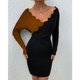 thumbnail image 3 of Vestido de punto con manga de muñeca,Vestido de punto Vestido de punto ondulado con cuello en V Valor inmejorable, 3 of 7