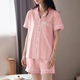 thumbnail image 2 of vigerkar Pajama Set for Women 2 Piece Lounge Set Short Sleeve Tops and Shorts Soft Sleepwear, Chest Pocket Pink, L, 2 of 5