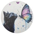 thumbnail image 2 of Round Grid Placemat ,One Sizex1, Round Placemat, PVC Plate Mat，15.4 Inch Non-Slip and Heat Resistant, Table Placemat, Dining Room Placemat Kiss Butterfly Cat, 2 of 7