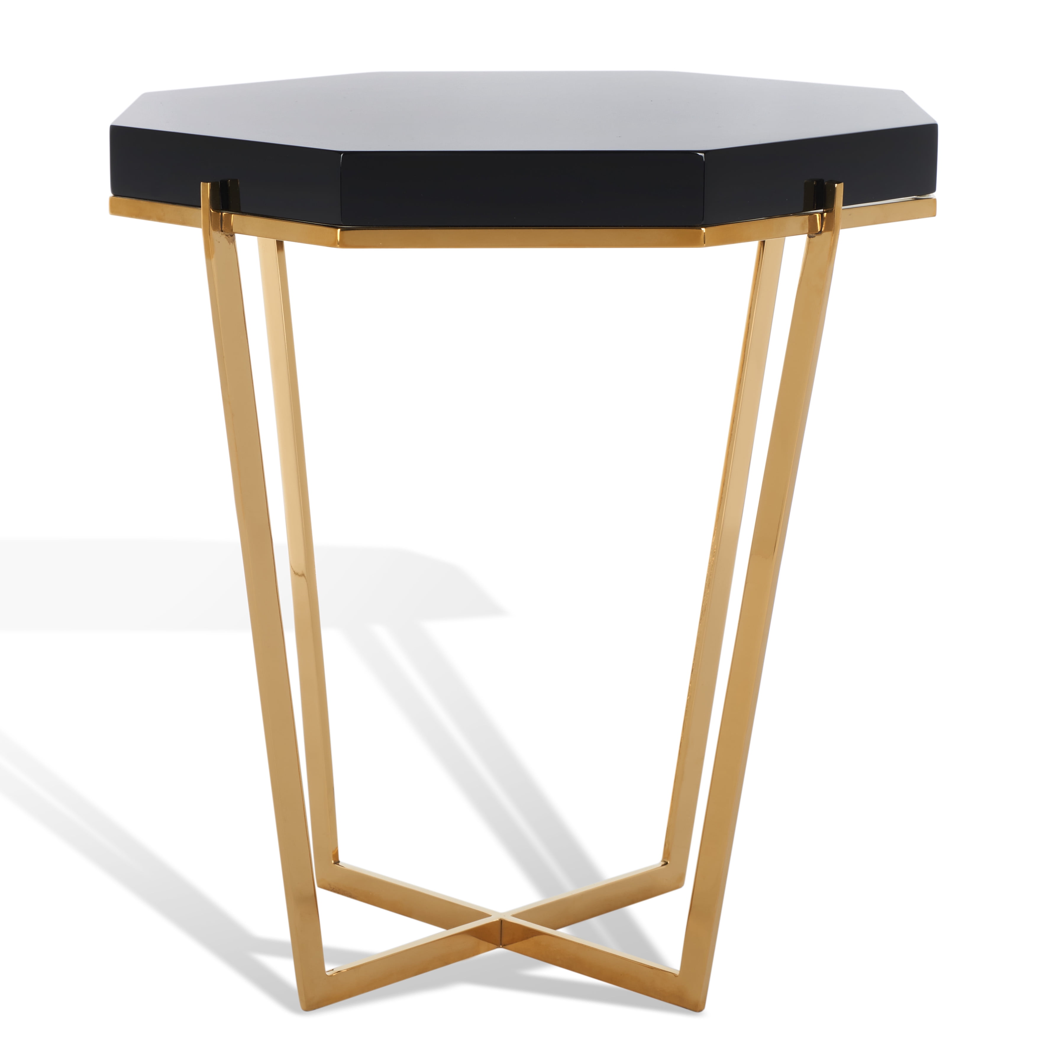 Safavieh Couture Danna Glam Stainless Steel Octagon End Table, Gold/Black