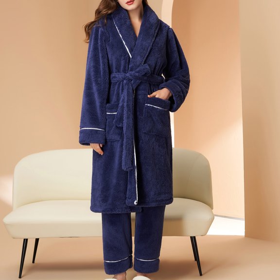 Azrian Cyber Sweaters Plus Size Women's Fashion,Leisure,Comfortable Winter Nightgown,Large Home Furnishing Set XL,Navy