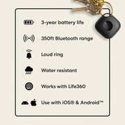 Life360 Tile Mate Bluetooth Tracker for Keys, Bags, Phones, and More, iOS and Android, Black 4-Pack (New)