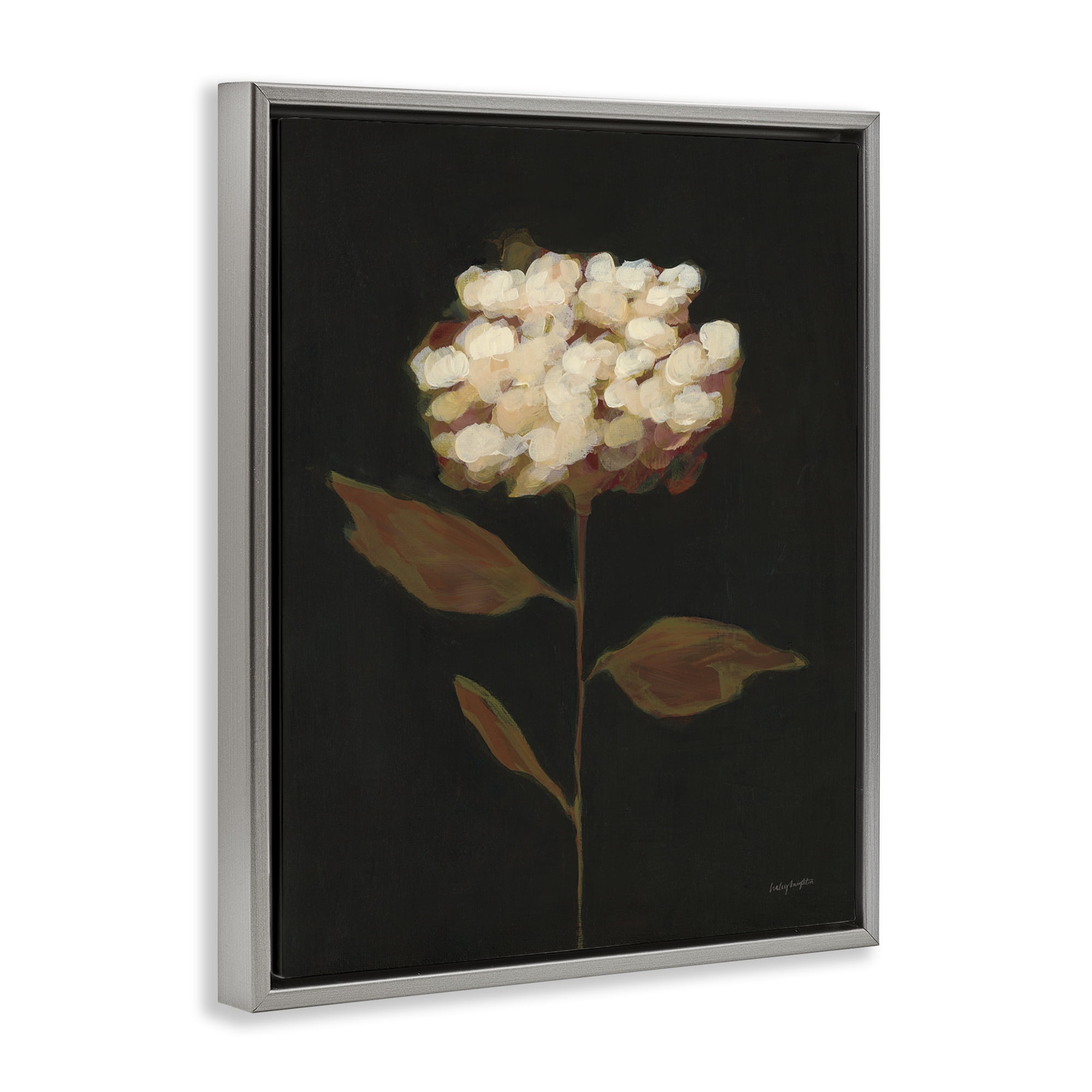 Stupell Industries Fade Into Fall Bloom Botanical & Floral Painting Gray Floater Framed Art Print Wall Art, 17 x 21