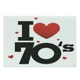 thumbnail image 1 of 70s Party Cutting Board, Seventies with Various Shaped Hearts Vintage and Retro Typography, Decorative Tempered Glass Cutting and Serving Board, Large Size, Black Red, by Ambesonne, 1 of 1