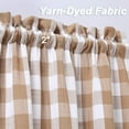 thumbnail image 3 of Buffalo Checker Pattern Valance Curtains for Kitchen Cafe, Plaid Gingham Thick Yarn Dyed Farmhouse Bathroom Window Curtains,Tan/White, 56" x 15", 3 of 6