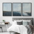 thumbnail image 3 of IDEA4WALL Framed Canvas Print Wall Art Set of 3 Blue and Navy Abstract River Landscape Illustrations Pastel Digital Art Contemporary Artwork Zen Relax/Clam for Home Decor - Black 16"x24"x3, 3 of 5