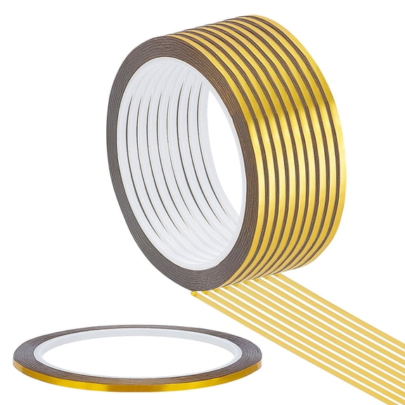 54.6Yards Metalized Decor Tape 3mm Wide PET Self-Adhesive Tape Decorative Metallic Mirror Tapes