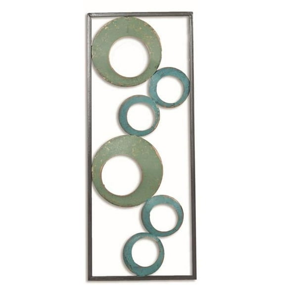 Multi Color Circles in Metal Frame Wall Decor