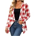 thumbnail image 3 of SEROYE Women's Plaid Cardigan Sweaters Open Front Long Sleeve Jacket Lightweight Loose Layering Coat Holiday Wear (XL, Red), 3 of 8