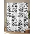 thumbnail image 4 of Fsddascl Black Gray Botanical Shower Curtain Set - 54" x 78" Washable Bathtub Curtain with 12 Hooks, Vintage Nature Flower Waterproof Fabric Stall Shower Curtains for Bathroom/Bathtub Décor, 4 of 6