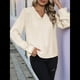 thumbnail image 4 of Camisas de Mujer con Botones, Puños de Encaje, Larga, Blusas Elegantes de con Cuello Mao, Blusas Informales de Negocios para Otoño Albaricoque L, 4 of 9