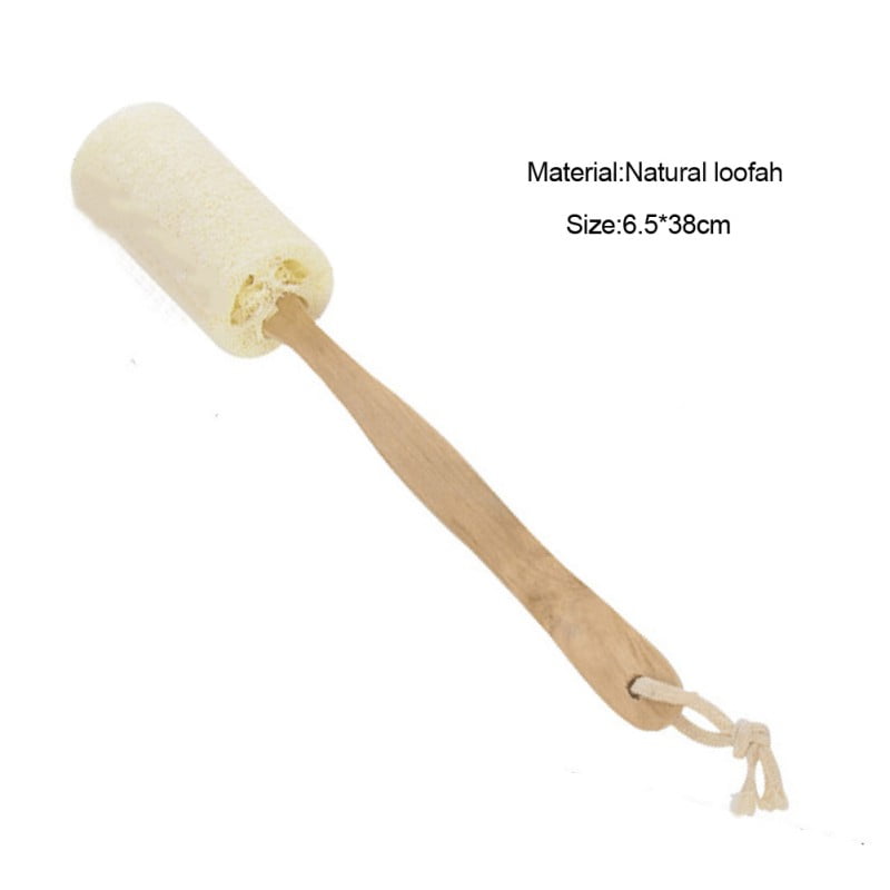 Exfoliating Natural Loofah Back Sponge Scrubber Brush with Wooden