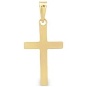 Brilliance Fine Jewelry 14K Yellow Gold Tube Cross Pendant, Unisex, Includes Gift Box