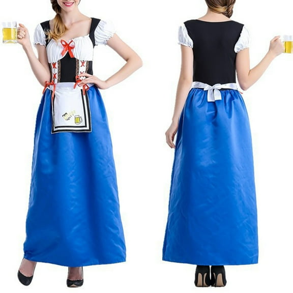 WILLBEST Vestidos para Mujer Verano Ropa Informal Vintage para Mujer Oktoberfest Ropa Divertida Vestido Largo con Lazo y Tiras Mediana​​