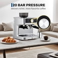 thumbnail image 3 of EastVita 20 Bar Pressure Stainless Steel Espresso Machine with Grinder 1.5L Removable Water Tank Milk Frother Steam Wand Sliver, 3 of 7
