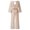 Beige, variant on Womens Jumpsuits Romper Casual Winter Fall Long Sleeve Playsuit Clubwear Straight Leg With Belt Overalls