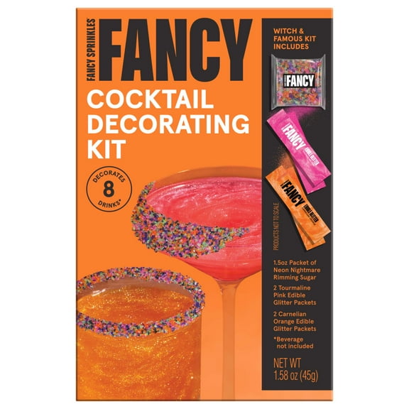Fancy Sprinkles Witch and Famous Cocktail and Mocktail Drink Decorating Kit, Pink and Orange, 1.58 oz