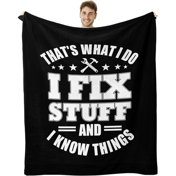 Blanket for Men - Birthday, Christmas, Father''s Day Gift Ideas for Him, Dad, Grandpa, Uncle - Unique Funny Throw 60"X50" (Black)