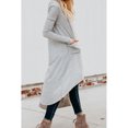 thumbnail image 4 of Women's Light Gray/Gray/Khaki/Apricot/Red Selected Button Down Pocketed High Low Cardigan, 4 of 12