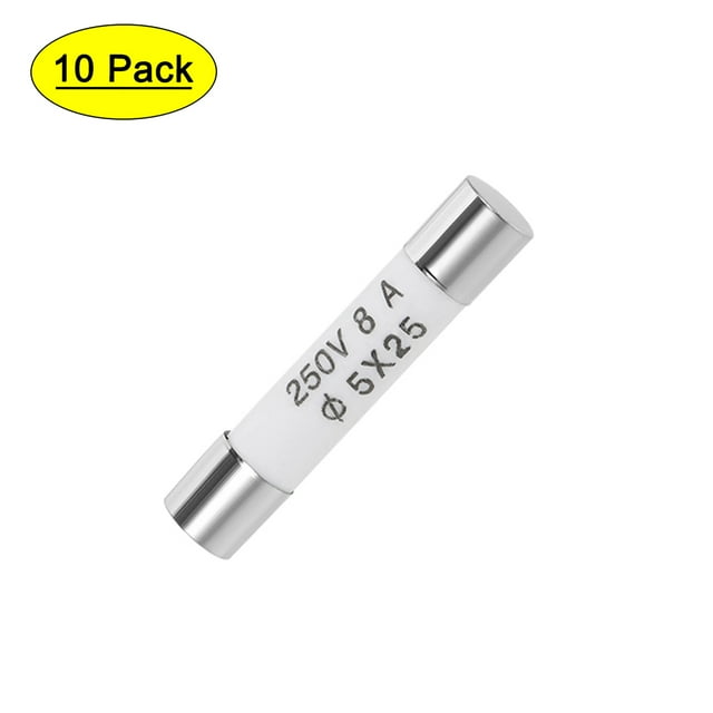 Fusible de cartucho automotriz 8A 250V 5x25mm de acción rápida reemplazo para audio de estéreo de automóvil alarma amplificador cerámico 10 piezas