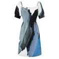 thumbnail image 6 of Blue Aqua And Black Abstract Broad Brush Strokes Sleeveless Dress elegant chic women dresses promotion prom dresses 2024, 6 of 7