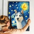 thumbnail image 4 of Siberian Husky Dog Art Canvas, Starry Night Van Gogh Oil Painting Art Print Poster Wall Decor Inspired Pomeranian Dog Pet Family Friend Peace, 4 of 4