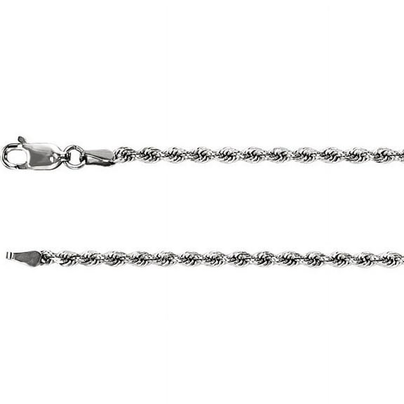 14K White Gold 2.4mm Diamond Cut Rope 24" Chain