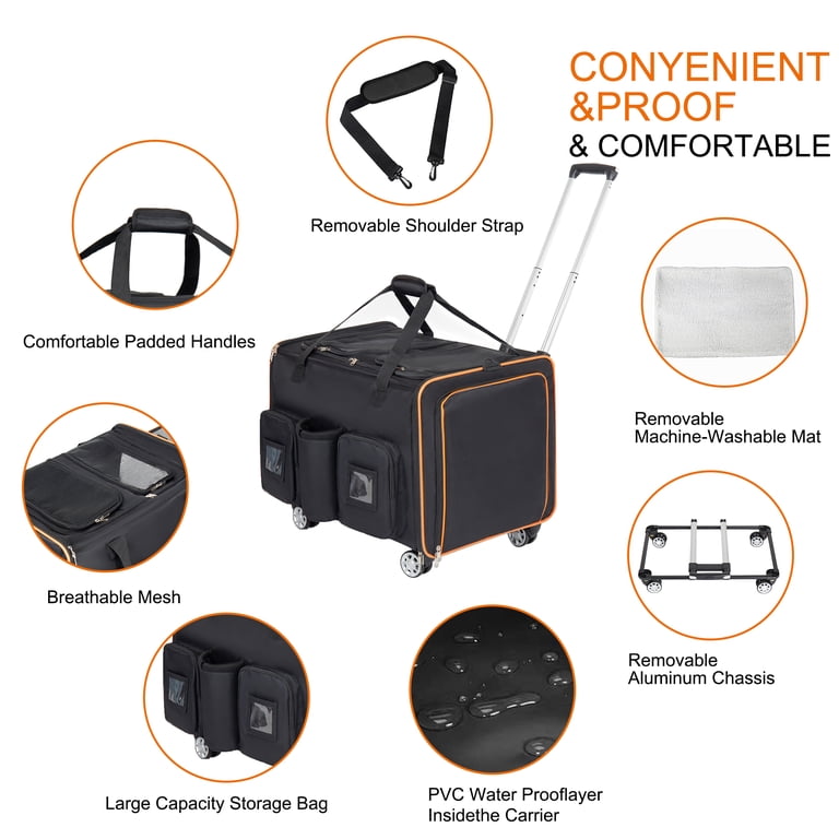 2 in 1 Large Cat Carrier for 2 Cats, Rolling Pet Carrier with