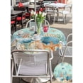 thumbnail image 5 of Outdoor Tablecloth with Umbrella Hole for Patio/Picnic/Party/Camping, Teal Coastal Waterproof Table Cloth Round Cover Washable, Summer Beach Starfish Shell Coral Nautical (Dia 60"), 5 of 8