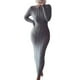 thumbnail image 1 of VISgogo Vestido de Punto de Manga Larga para Mujer, Patrón de Ganchillo Color sólido Acanalado Cuello Redondo Casual Fiesta de Club Largo de una Pieza VISgogo  moda, 1 of 5