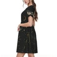 thumbnail image 2 of Disketp Abstract Starry Sky Moon para Vestido de Manga Corta para Mujeres, Vestidos de Verano para Mujeres, Casual y Holgado para la Playa, 2 of 6