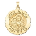 thumbnail image 2 of Picturesongold.Com Saint Joseph Scalloped Religious Medal Necklace Pendants - 2/3 in Size of Dime, Solid 14K White Gold, 2 of 6