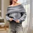 thumbnail image 4 of Kilaqueen Sweaters for Women Off Shoulder Long Sleeve Ribbed Knit Tops Solid Color Casual Loose Fit Trendy Sweater, 4 of 6