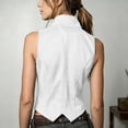 thumbnail image 7 of Zynoxe Womens Plus Size Western Vest Trendy Faux Suede Stand Collar Sleeveless Button Down Cropped Jacket Vintage Cowboy Street Outerwear White XL, 7 of 7