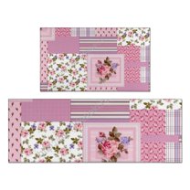 Pioneer Flower Floral Print Pattern Kitchen Rugs Sets Of 2,Anti Fatigue Kitchen Mat Rugs Non Slip Washable,Decorative Kitchen Floor Mats for Kitchen,Sink,Laundry,17"x30" 17"x47"