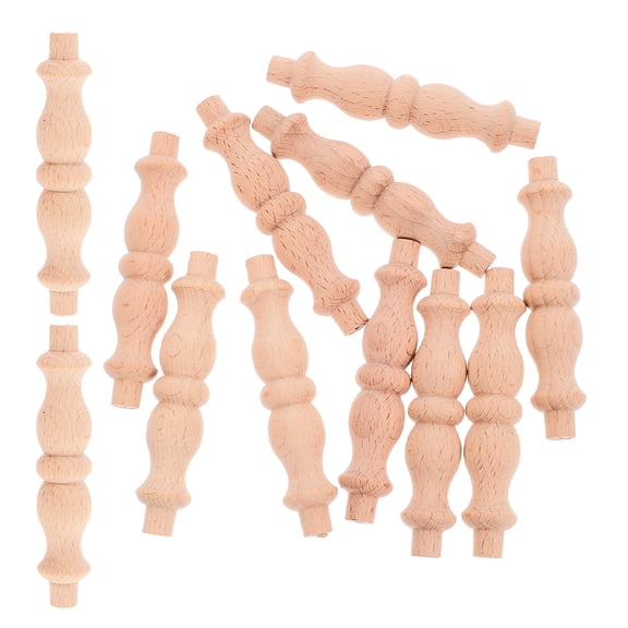 OUNONA 12Pcs Decorative Wood Spindles for Home Use Featuring Smooth Surface and Classical Khaki Finish