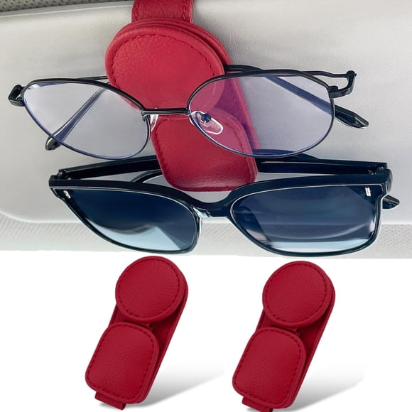 Soporte magnético para gafas de sol para visor de coche KIWEN de cuero, paquete de 2
