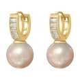 thumbnail image 2 of Fiudx Pendientes En Perlas, Pendientes En Aro y Perla Artificial, Pendientes En Incrustaciones En Círculos, Aleación de Cobre, Accesorio de Moda, Ideal para Oídos Sensibles, Regalo para Celebraciones, 2 of 6