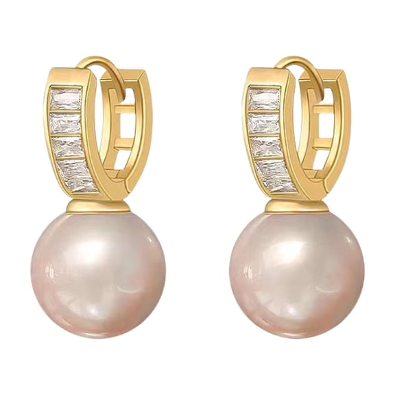 HHBEAUTY Pearl Earrings for Women 14K Gold Plated Hypoallergenic Pearl Earrings 5A Cubic Zirconia Dangle Earrings Elegant Jewelry