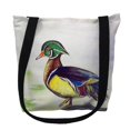 thumbnail image 1 of Betsydrake TY145G 18 x 18 in. Male Wood Duck Beige Script Tote Bag - Large, 1 of 1