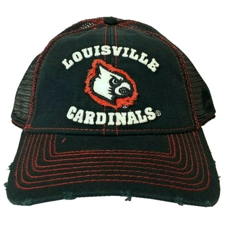 University of Louisville Cardinals NCAA Black Adjustable Distressed Trucker  Hat