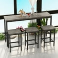 thumbnail image 5 of Long Dining Table With 3 Stools In Brown Gray. And Metal Structure. Comfortable Foot Rests. Fits Multiple Room Types. Easy Assembly Maintenance. Supports 160 Lbs, Stool 220 Lbs Gray Hue. Framework, 5 of 6