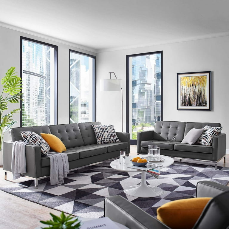 Gray leather sale couch and loveseat