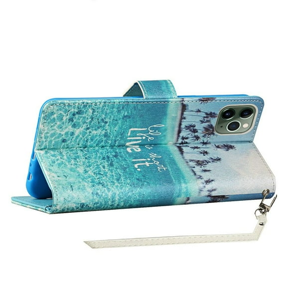 For Apple iPhone 11 PRO (XI 5.8) Vegan Design Wallet ID Card Case Cover - Live Life