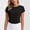 Black, variant on Womens Cross Back Cutout Short Sleeve T Shirt Stylish Open Back Workout Top Casual Gym Yoga Running Tee