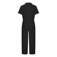 thumbnail image 5 of Simua Womens Dressy Jumpsuits Casual One Piece Outfit Zipper Up Short Sleeve Wide Leg Long Pants Romper, 5 of 7