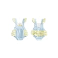 thumbnail image 2 of BemeyourBBs Newborn Baby Girl Duck Outfit Summer Clothes Infant Plaid Bubble Romper 0 3 6 12 18 Months Cute Duck Embroidery Fly Sleeve Ruffled Bodysuit Jumpsuit Playsuit, 2 of 9