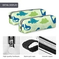thumbnail image 4 of Yiaed Cute Dinosaur Blue Green Print Leather Pencil Case - Leather Pen Pencil Holder - Elegant & Practical Pencil Pouch for Work & Office, 4 of 7