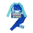 thumbnail image 1 of Hiiyo Boys Swimwear Set Shark Print Long Sleeve Rash Guard Pants Swimsuit, Sizes 3-8, 1 of 8